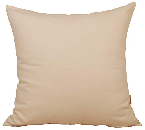 TangDepot Handmade Decorative Solid 100% Cotton Canvas Throw Pillow Cover/Pillow Sham, (12 INCH x 12 INCH, Cream, 1 Count (Pack of 1))
