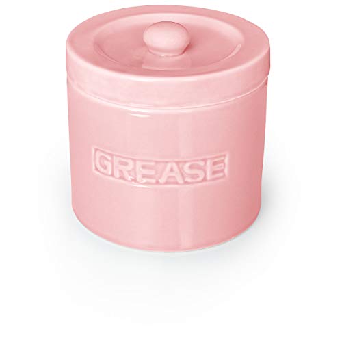 Bacon Grease Oil Container Storage Can Keeper W/Stainless Strainer Paleo Keto Pour Spout Ceramic Porcelain Stoneware Fat Separator Filter Multiple Colors Pink #TOP2