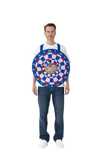 Blues Group Officially Licensed Bullseye Dartboard Tabard – Fun Novelty Fancy Dress with 3 Velcro Balls – One Size Fits Most Adults – Classic 80s TV Show Costume