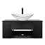 White Ceramic Boat Sink With Black Trim