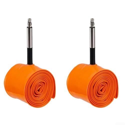 DAZZLEEX Chambre à air ultralégère pour VTT 26" 27,5" x 1,9-2,5 88 g Haute Pression Valve résistante à la pression pour VTT Vélo de route Orange 45 mm 60 mm Options (1 x 27,5 x 1,9-2,5 FV60)