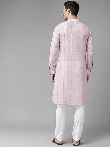 Image of See Designs Pink Regular Fit Self Pattern Kurta
