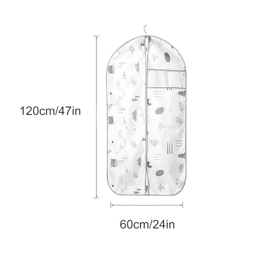 5 Pcs Printed Garment Bags, Lightweight Garment Bag Washable Clothes Cover for T-Shirt, Jacket, Suits, Coats, Oxford Fabrics(60x120cm/24x47in)2