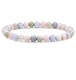 Pink Morganite Beryl Aquamarine Crystal 6mm Round Beads Rock Yoga Stretch Bracelet 7 Inch Unisex