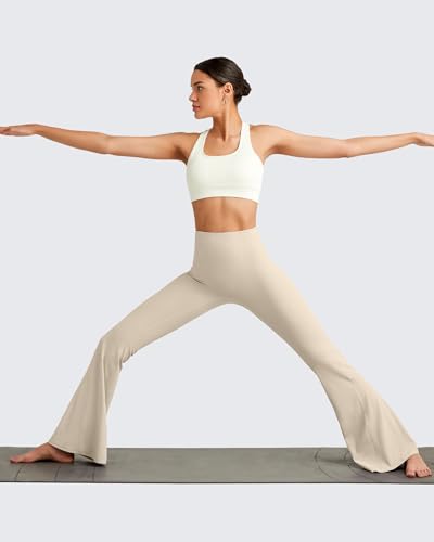 Image of G4Free Ribbed Flare Yoga Pants for Women High Waisted Bell Bottom Leggings Tummy Control Petite /Regular /Tall