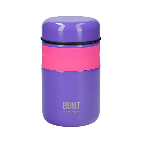 Built Termo Hermético para Comida Fría y Caliente con Doble Pared, Acero inoxidable, Morado, 490 ml - Imagen 3