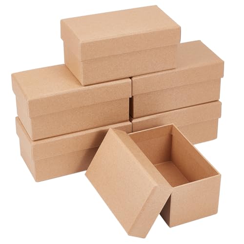 BENECREAT 6 Paquet Boîte en Papier Kraft Coffrets Cadeaux à Bijoux 13x7x6cm Boîtes à Bijoux en Carton Étui Kraft pour le Rangement des Colliers et Boucles D'Oreilles Faveurs de Fête de Noël