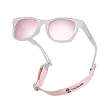 COCOSAND Flexible Polarized Baby Sunglasses with Strap UV Protection for Toddler Infant Newborn Girl Boy Age 0-24 Months, Transparent with Rose Lens
