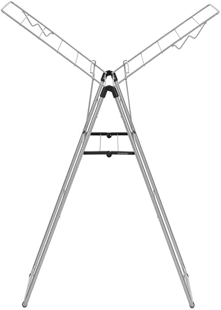 Brabantia HangOn Compact Clothes Drying Rack | 49ft (15m) | Metallic Gray | Small Indoor Clothes Airer Laundry Stand with 2 Fold-out Wings & Hanger Hooks, Folds Flat, Ideal for Condos | Fits Full Load