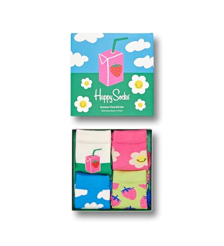 Happy Socks Kids 4-Pack Summertime Socks Gift Set, Green