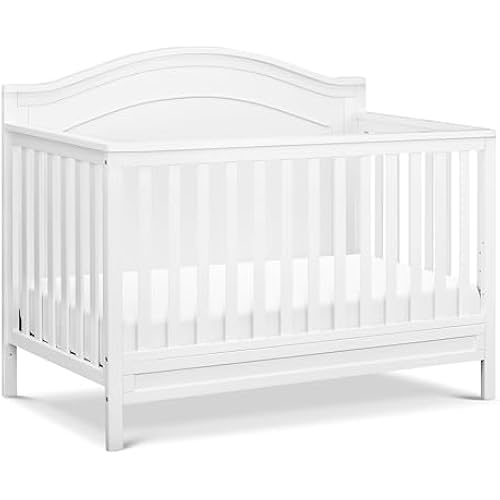 DaVinci Charlie 4-in-1 Convertible Crib, GREENGUARD Certified, White | Converts to Toddler Bed, Daybed, Full-Size Bed, 4 Adjustable Mattress Heights, Conversion Kits Sold Separately, Easy Assembly