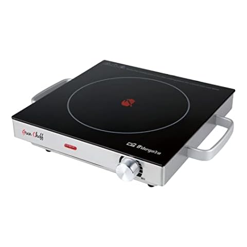 Orbegozo PCE 5000 Portable Glass Ceramic Hot Plate, 2,000 W Power, Stainless Steel Body, Adjustable Thermostat, Black Cover