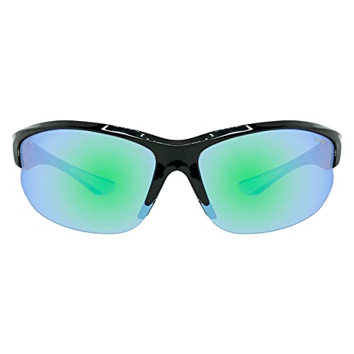 Maxx XT Oval Mirrored Smoke Lens Black Sunglasses with Green Accents2