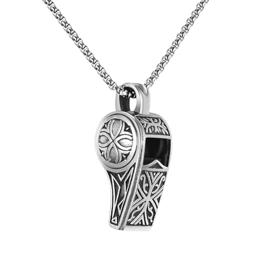 Medsor Whistle Pendant Necklace Long Copper Chain Silver Whistle Necklace