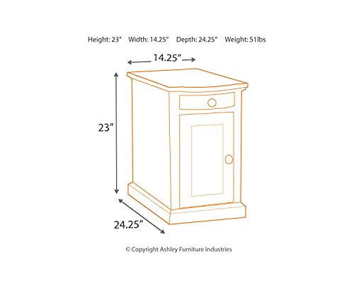 Signature Design By Ashley Laflorn Traditional Chair Side End Table With 2 Usb Ports & Outlets, Medium Brown #TOP2