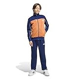 adidas Unisex - Bambini e ragazzi Junior Tricot Colourpop Tracksuit, dark blue/Dusky Orange/white, 11-12 Years