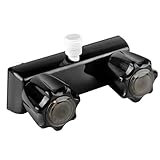 RV Shower Faucet Camper Shower Faucet Replacement, 4” Shower Valve Diverter Assembly with Dual Smoked Acrylic Knobs for Outside and Inside Bathroom, Black