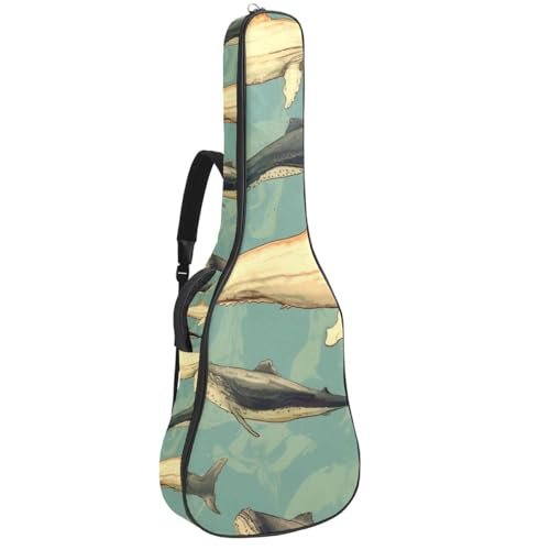 Housse de guitare acoustique 109 cm imprimé baleine avec sangles