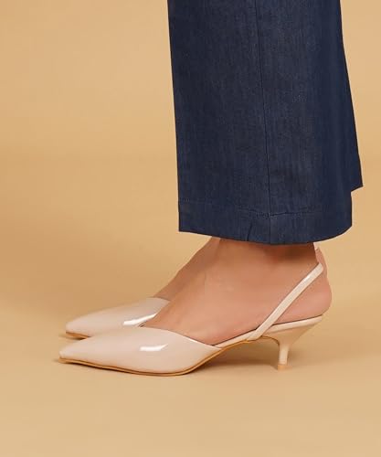 Image of JM LOOKS Sophisticated Pointed Toe Kitten Heels With Elegant Slingback Straps For Professional And Evening Occasion Wear