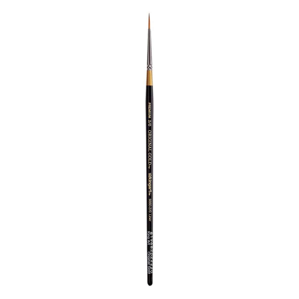 Kingart Black,Gold,Silver Original Gold 9350-2/0, Premium Artist Brush, Golden Taklon Liner-Size: 2/0, Black