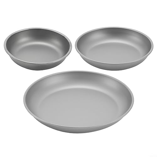 NIKJEBDF Titan Teller Teller Berg Teller Outdoor Camping Geschirr Ultraleicht Rund Obst Titan Legierung Abendessen Gerichte Pfanne für BBQ Wandern Picknick – Bild 3