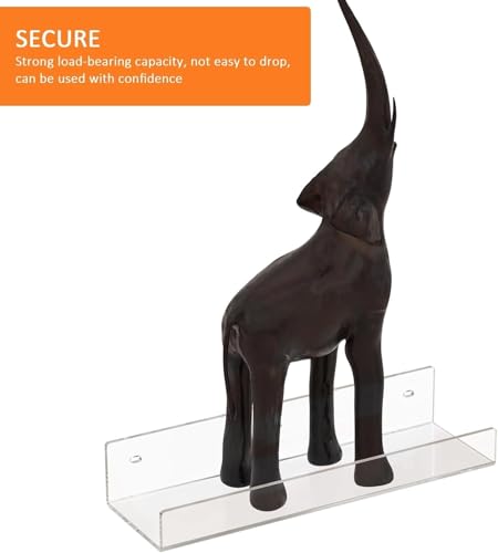 Image of Acrylic Floating Wall Shelves, 15 x 4 x 2.5 in, Clear, Set of 2, Modern Wall Mount Display Shelf (Clear, 12 in, 2)