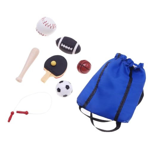 Miniature Sports Set - 1set Toy Accessories | Wood Resin Polyester Set - Educational pretend play fitness equipment for boys gir