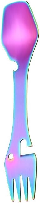 Silverware Flatware Set, 1/4/6/8/10/12 Piece Stainless Steel 5-in-1 Camping Utensil Set – Spoon, Fork, Bottle Opener, Can Knife – Portable Multi-Use Tableware for Outdoor Use(Gold,12 Pieces)