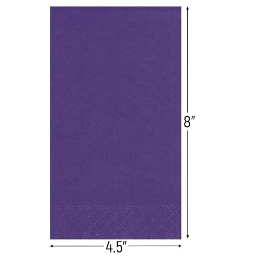 Image of Deep Purple Solid Guest Towels - Pack Of 20 - Absorbent Paper Hand Napkins For Bathroom, Kitchen & Events