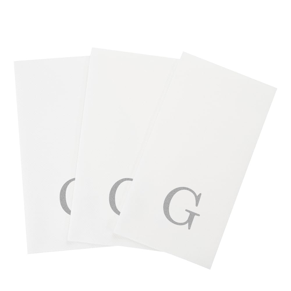 Luxenap - Servilleta rectangular de papel blanco con letra G, letra G, fuente Air Laid, Sans Serif, 15 3/4 x 8 pulgadas, caja de 50 unidades