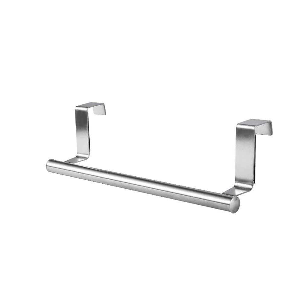 Porta Asciugamani Da Cucina E Bagno In Acciaio Inox, A Ribalta, Da Appendere Su Sportelli E Armadietti, Senza Fori, Antiscivolo, Dimensioni 38x16x3 Cm