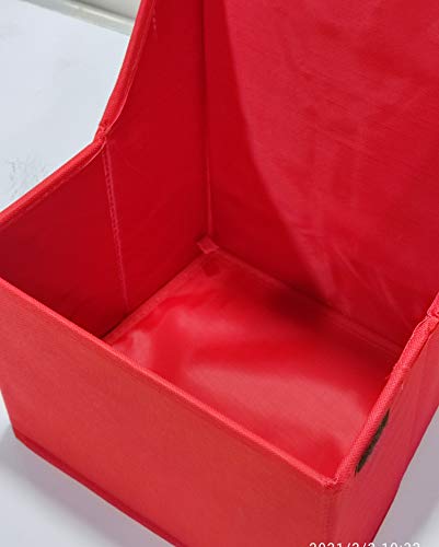 Image of Cardboard Cube Folding Storage Toy Box Seat Stool For Kids, Red, 24.50X21X40 Cm (730) Fibreboard.