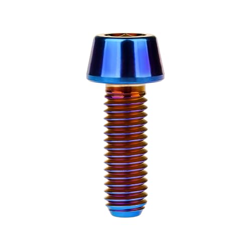 Image of Titanium Ti Bolt M5x9 16 18 20 25 30 35 40 45 50 55 60mm Tapered Head Screws Pack of 4 (M5x16mm, Burnt Blue)