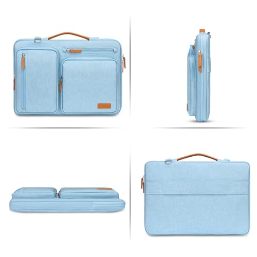 Image of MOSISO 360 Protective Laptop Shoulder Bag,13-13.3 inch Computer Bag Compatible with MacBook, HP, Dell, Lenovo, Asus Notebook,Side Open Messenger Bag with 4 Zipper Pockets&Handle, Air Blue