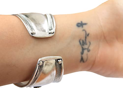 Boho Blue Stabilized Turquoise & Red Coral Adjustable Cuff Bracelet | Argentium Plated Stainless Steel & Ornate Alloy Band | Nepal Jewelry #TOP4