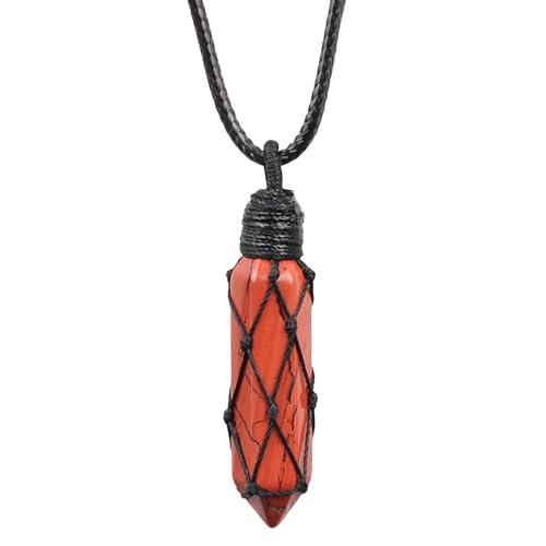 Pendentif point de cristal hexagonal et collier tressé à corde réglable confortable