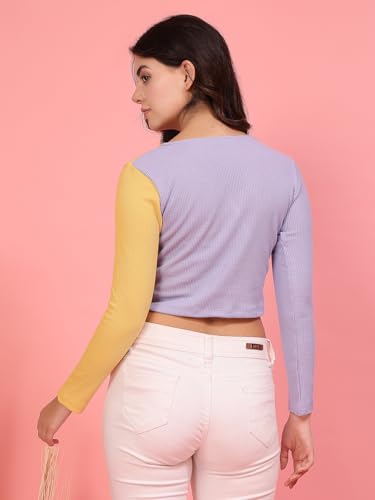 Image of Rigo Casual Wear V Neck Rib Knit Top for Women | Slim Fit Long Sleeves Western Tops for Women