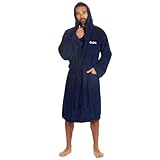 Style It Up Personalised Mens 100% Cotton Towelling Bath Robe Hooded Comfortable Housecoat Warm SPA Plain Dressing Gown (NAVY, M-L)