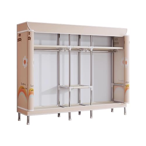 Armario Auxiliar Pequeño Dormitorio con Cremallera Fuerte Capacidad de Carga Armario Ropero Tela 170 Alto para Dormitorios y Apartamentos(Natural,155cm)