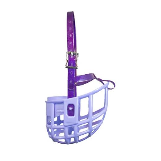 Birdwell Enterprises - Plastic Dog Muzzle with Adjustable Plastic Coated Nylon Headstall - Made in The USA - (Large, Purple)