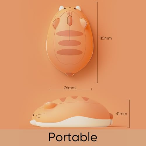 Image of Akko Cat Theme Wireless Gaming Mouse, Tri-Mode Mouse BT3.0 /BT5.0 /2.4G, Cute Optical Cordless Cartoon Mice for Computer /Laptop /Desktop /PC, Compatible with Mac /Win Orange Kate