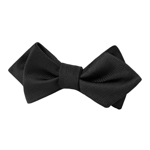 Image of GUUNIEE Men's Exquisite Woven Silk Self Bowtie Solid Diamond Bow Ties