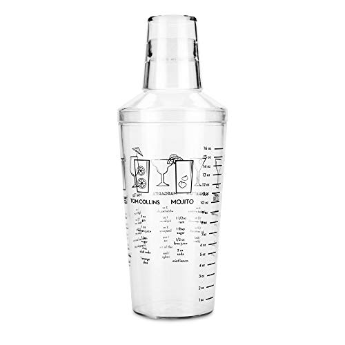 True Receita de vidro de plástico, martini, 473 ml, coqueteleira maraca