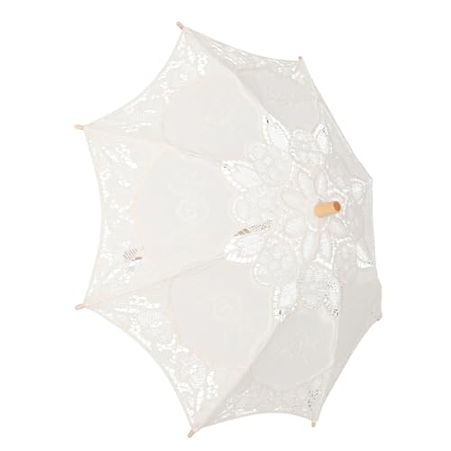 Parapluie vintage en dentelle beige pour adultes : parasol de mariage diamètre 60 cm