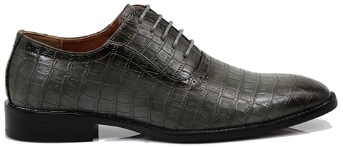Image of Gator3N Men's Alligator Crocodile Print Oxfords Fashion Lace Up Dress Shoes