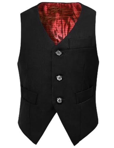 Visaccy 3 Buttons Boys Girls Fully Lined Formal Suit Vest