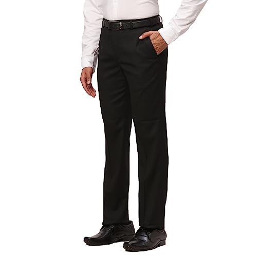 Image of Park Avenue Men's Polyester Blend Structure Pattern Smart Fit Flat Front Formal Trouser