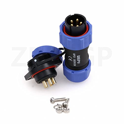 ZBLZGP WEIPU SP21 5 Pin Industrial Plastic IP68 Male Plug Female Socket Waterproof Connector Flange Cable Wire Aviation Connectors SP2110/P+SP2113/S - Image 4