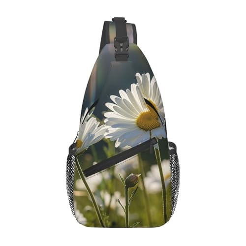 Sac de poitrine homme noir anti-encombrement imprimé marguerite