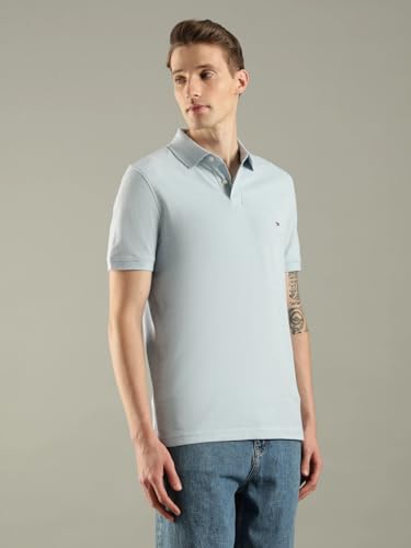 Image of Tommy Hilfiger Solid Regular fit Cotton Polo t-Shirt